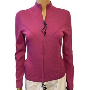 Y2K Express Athletica Jacket Hot Pink Knit Full Zip Stretch SlimFit Women Medium